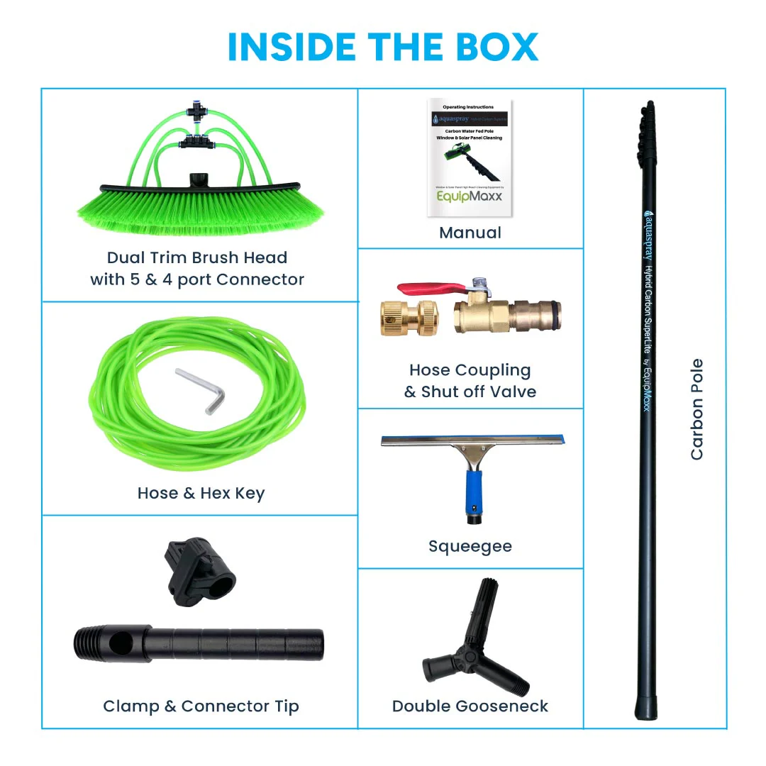 30 Foot Carbon Water Fed Pole Kit with Brush and Squeegee - Image 7