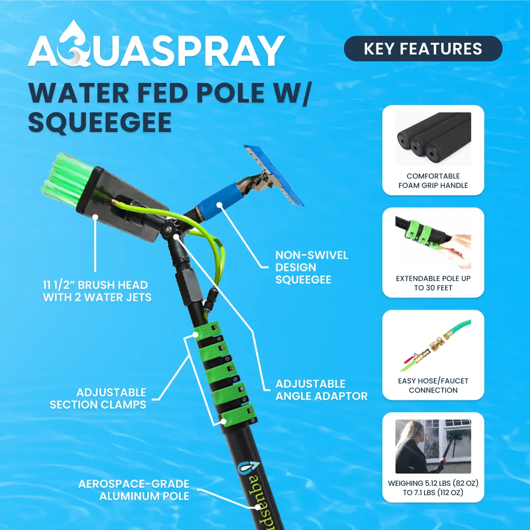 Aquaspray Telescopic Pole Kit with Double Gooseneck, Squeegee, Inline Water Filter, and TDS Meter - Image 8