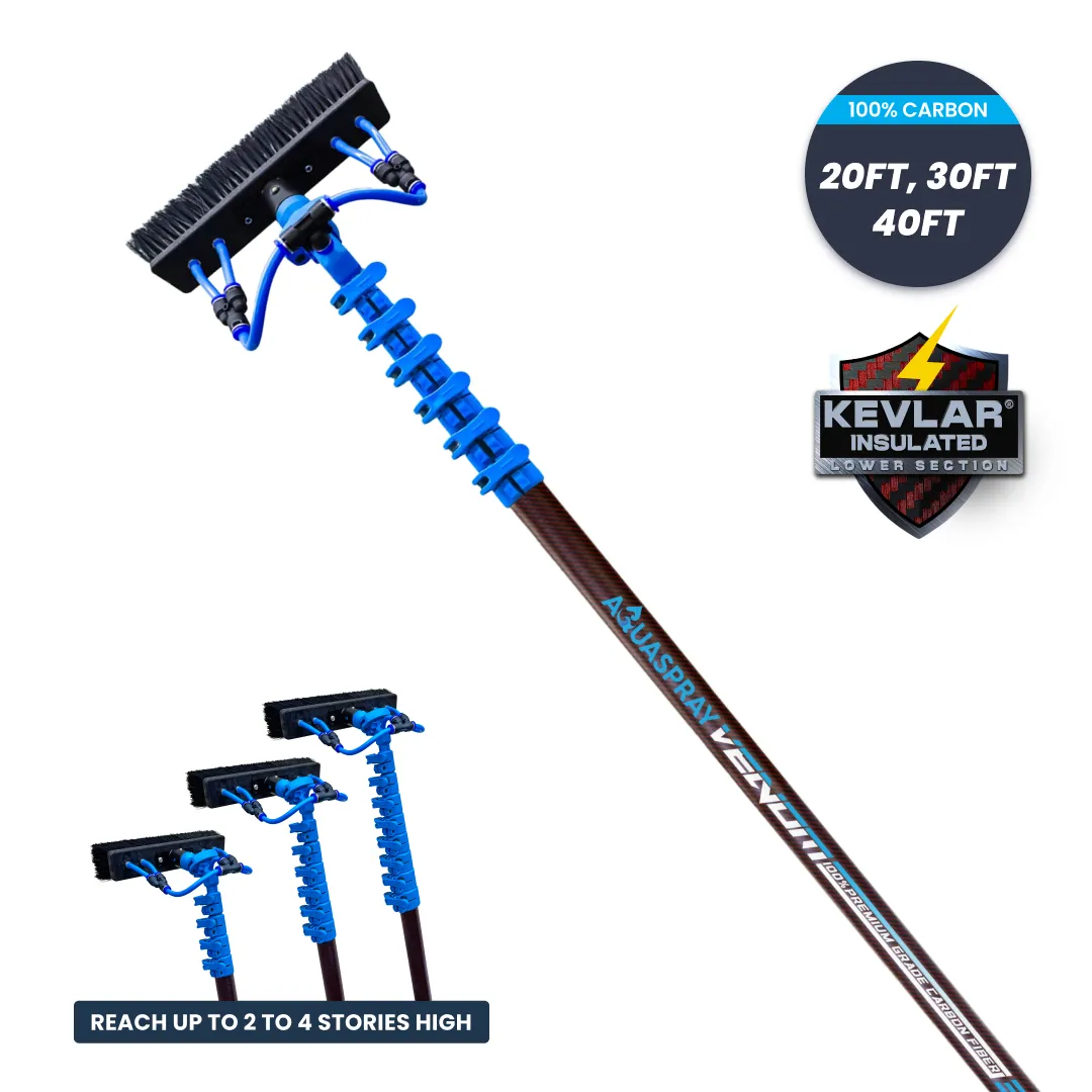 AquaSpray Venom Premium Carbon Water Fed Window Cleaning Pole – 24T 100% Premium Carbon Fiber