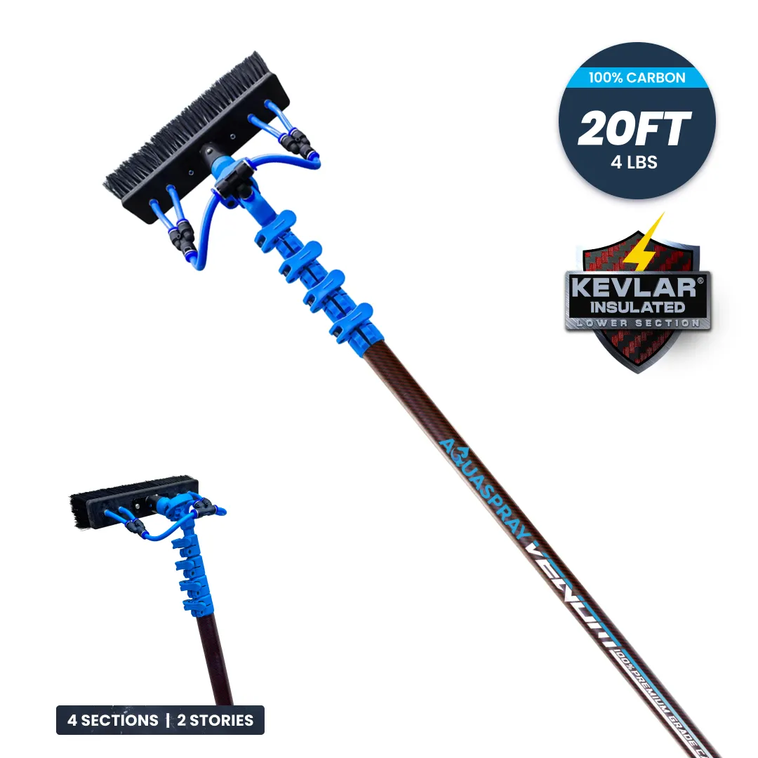 AquaSpray Venom Premium Carbon Water Fed Window Cleaning Pole – 24T 100% Premium Carbon Fiber - Image 2