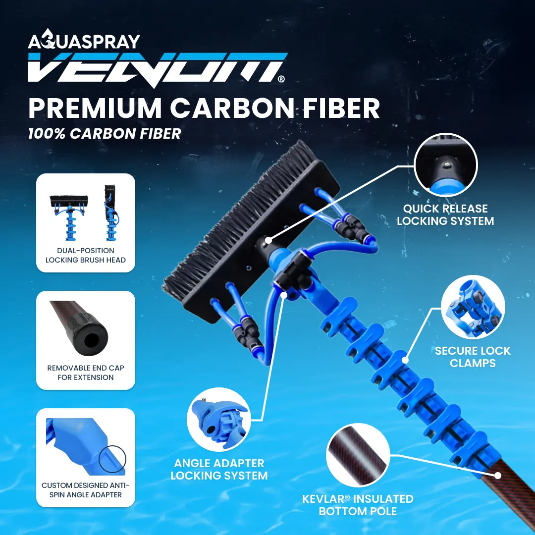 AquaSpray Venom Premium Carbon Water Fed Window Cleaning Pole – 24T 100% Premium Carbon Fiber - Image 5