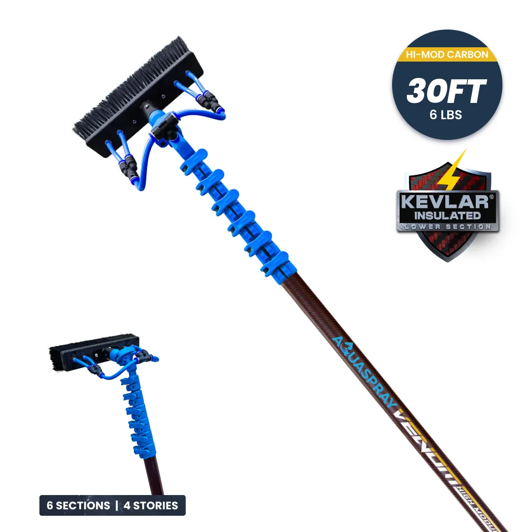 AquaSpray Venom High-Mod Carbon Water Fed Window Cleaning Pole – 30T High-Modulus Carbon Fiber - Image 2