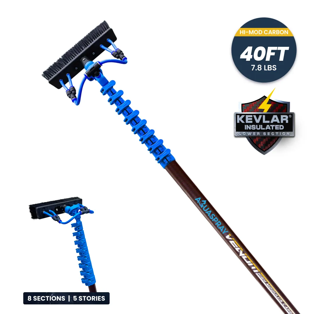 AquaSpray Venom High-Mod Carbon Water Fed Window Cleaning Pole – 30T High-Modulus Carbon Fiber - Image 3