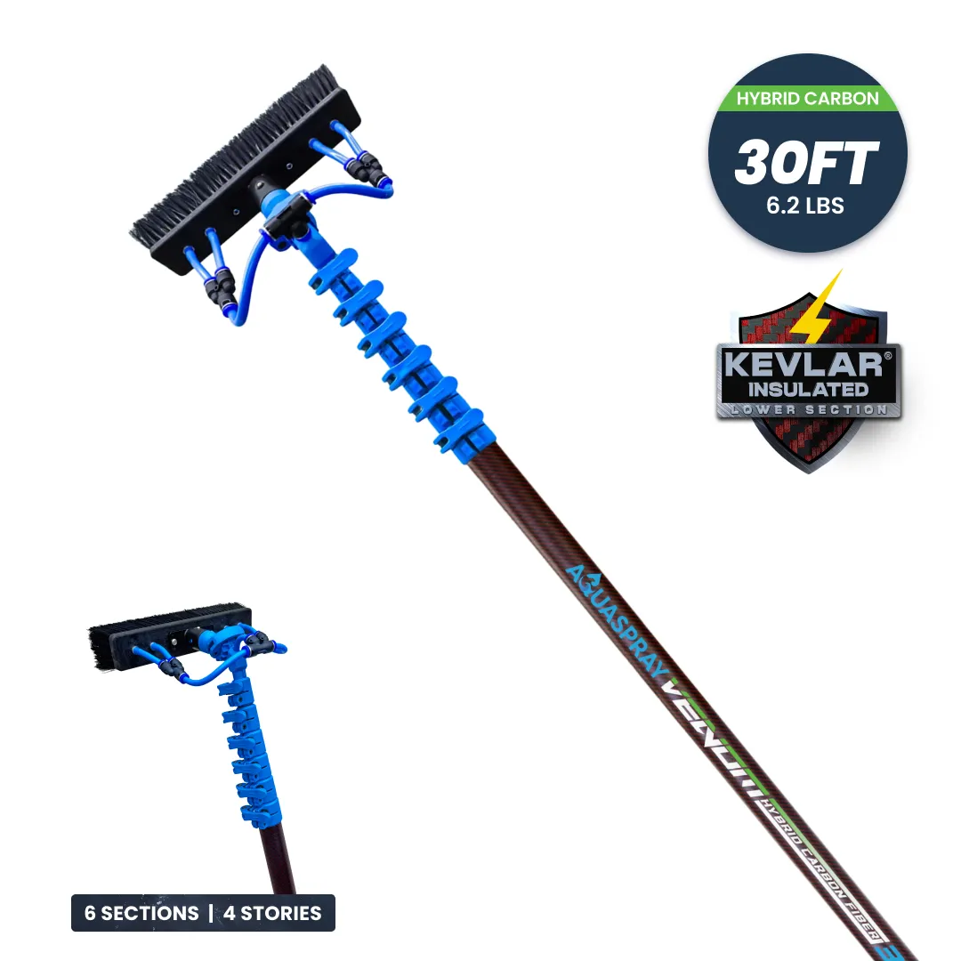 AquaSpray Venom Hybrid Carbon Water Fed Window Cleaning Pole – 50% Carbon & 50% Fiberglass - Image 3