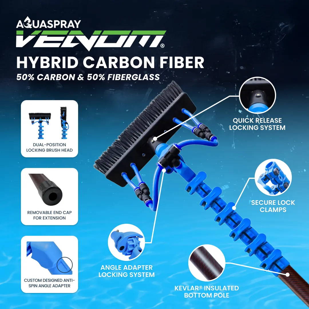 AquaSpray Venom Hybrid Carbon Water Fed Window Cleaning Pole – 50% Carbon & 50% Fiberglass - Image 5