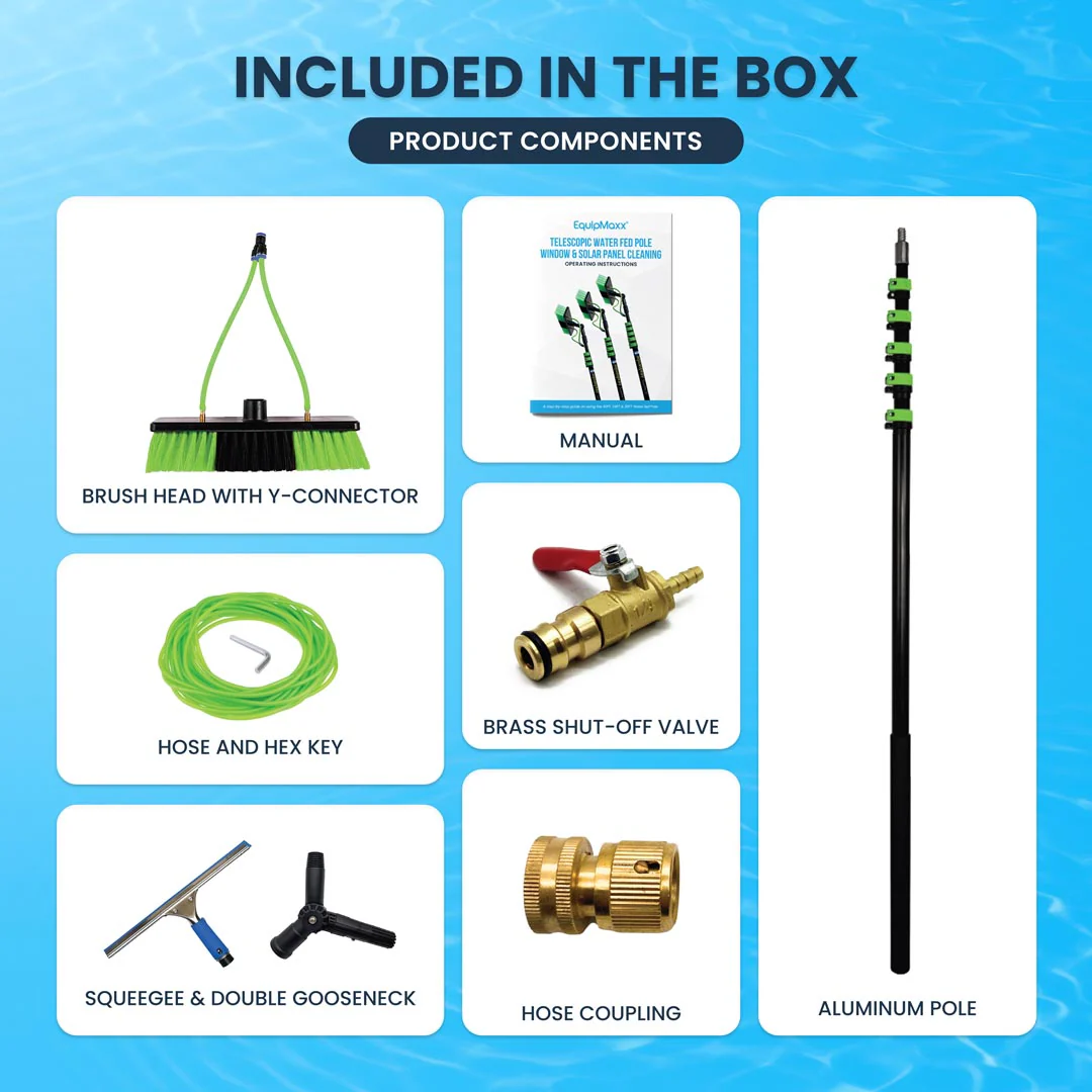 Aquaspray Telescopic Water Fed Pole with Double Gooseneck and Squeegee for Window and Solar Panel Cleaning - Image 5