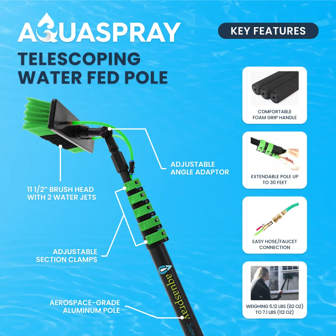 Aquaspray Telescopic Water Fed Pole with Inline Water Filter and TDS meter for Window and Solar Panel Cleaning - Image 3