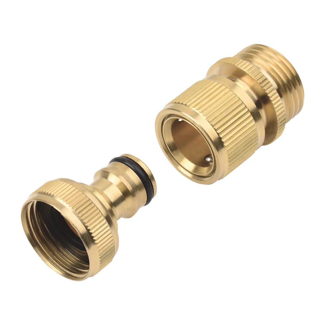 Brass Garden Hose Quick Connect Set, 3/4" GHT – 2 Male & Female Pairs with Washers & Gaskets - Image 2
