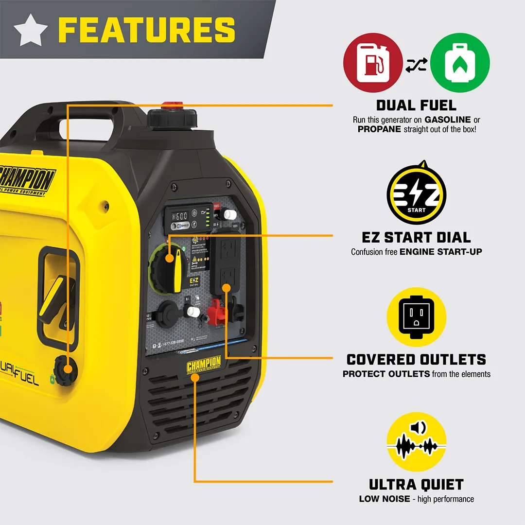 Champion 2500W Dual Fuel Inverter Generator with CO Shield® - Image 4