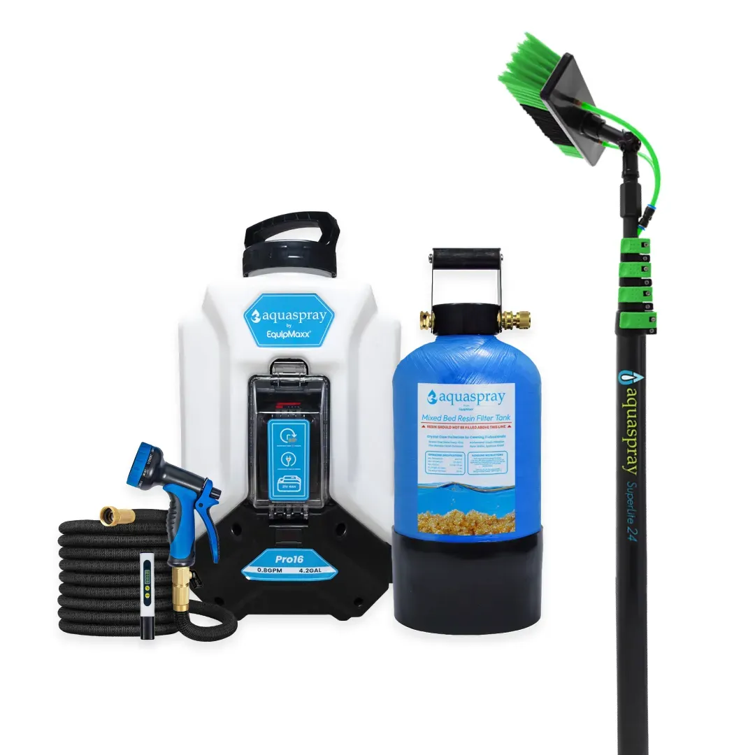 AquaSpray 4.2 Gallon Pro16 Backpack Water Tank & Pump and DI Resin Tank for Waterfed Pole for Window and Solar Panel Cleaning - Image 12