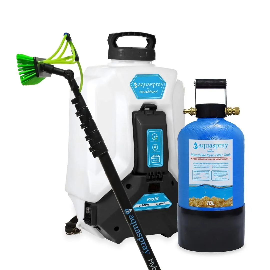 AquaSpray 4.2 Gallon Pro16 Backpack Water Tank & Pump and DI Resin Tank for Waterfed Pole for Window and Solar Panel Cleaning - Image 2