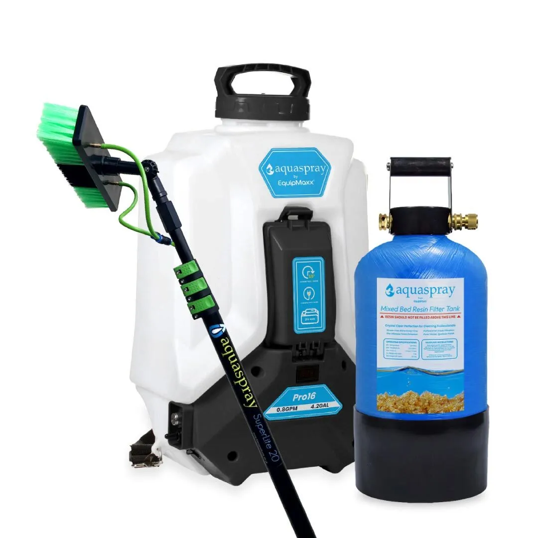AquaSpray 4.2 Gallon Pro16 Backpack Water Tank & Pump and DI Resin Tank for Waterfed Pole for Window and Solar Panel Cleaning - Image 5