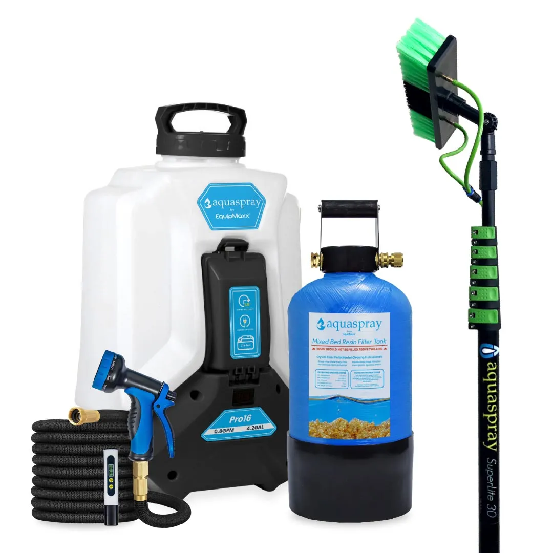 AquaSpray 4.2 Gallon Pro16 Backpack Water Tank & Pump and DI Resin Tank for Waterfed Pole for Window and Solar Panel Cleaning - Image 7