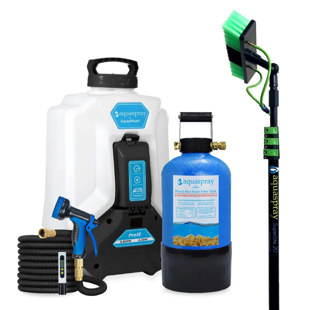 AquaSpray 4.2 Gallon Pro16 Backpack Water Tank & Pump and DI Resin Tank for Waterfed Pole for Window and Solar Panel Cleaning - Image 8