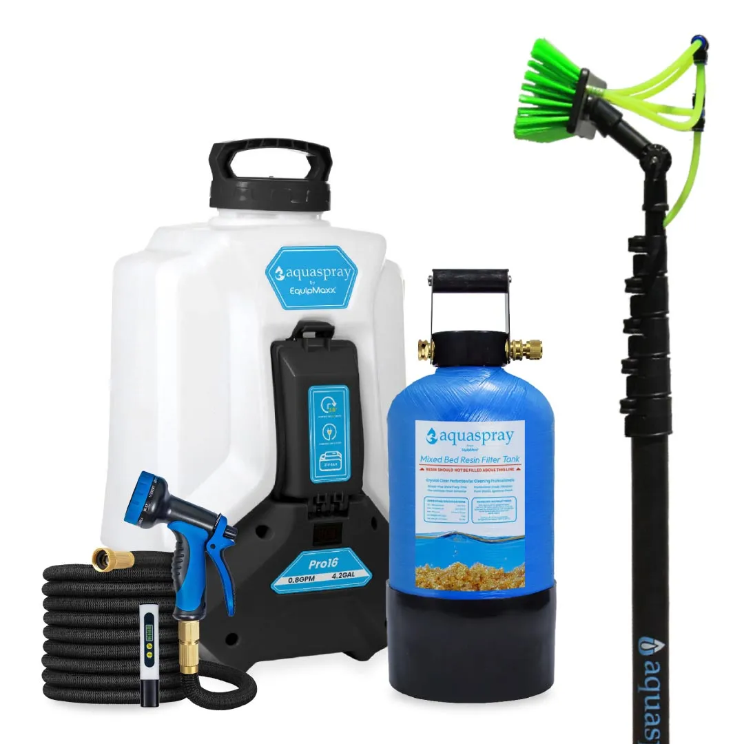 AquaSpray 4.2 Gallon Pro16 Backpack Water Tank & Pump and DI Resin Tank for Waterfed Pole for Window and Solar Panel Cleaning - Image 9