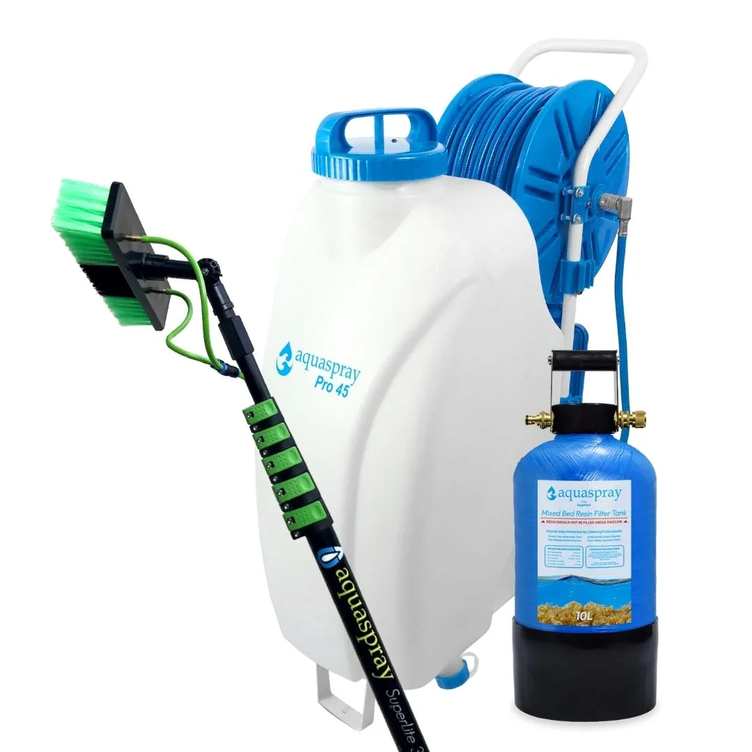 AquaSpray 12 Gallon Rolling Water Tank with Di Resin Tank and Waterfed Pole for Window and Solar Panel Cleaning - Default Title #MWS Options 3367764577 - Image 2
