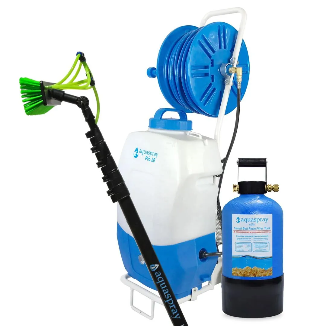 AquaSpray Rolling 5.2 Gallon Water Tank with DI Resin Tank and Waterfed Pole for Window and Solar Panel Cleaning - Image 3