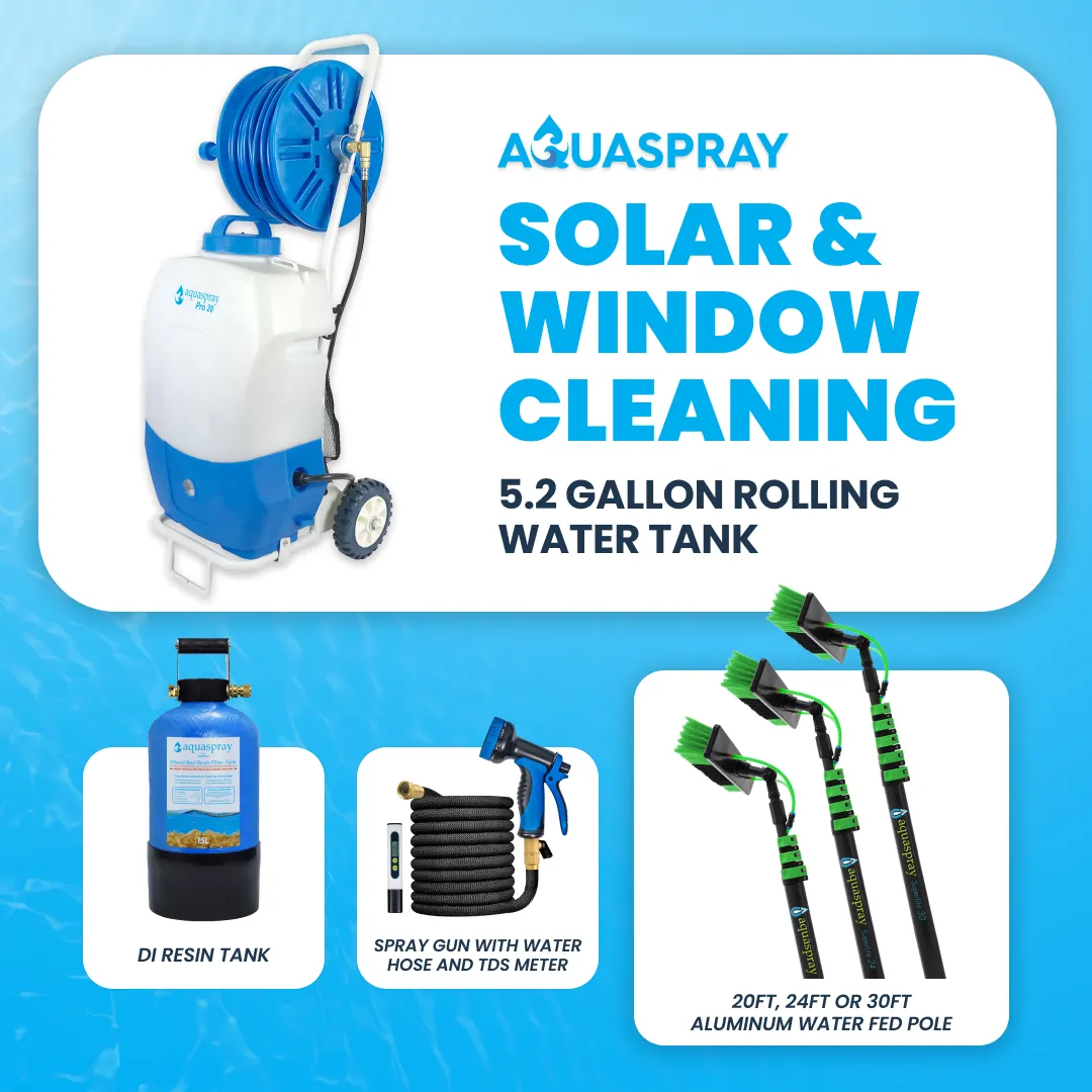 AquaSpray Rolling 5.2 Gallon Water Tank with DI Resin Tank and Waterfed Pole for Window and Solar Panel Cleaning - Default Title #MWS Options 414188040 - Image 11