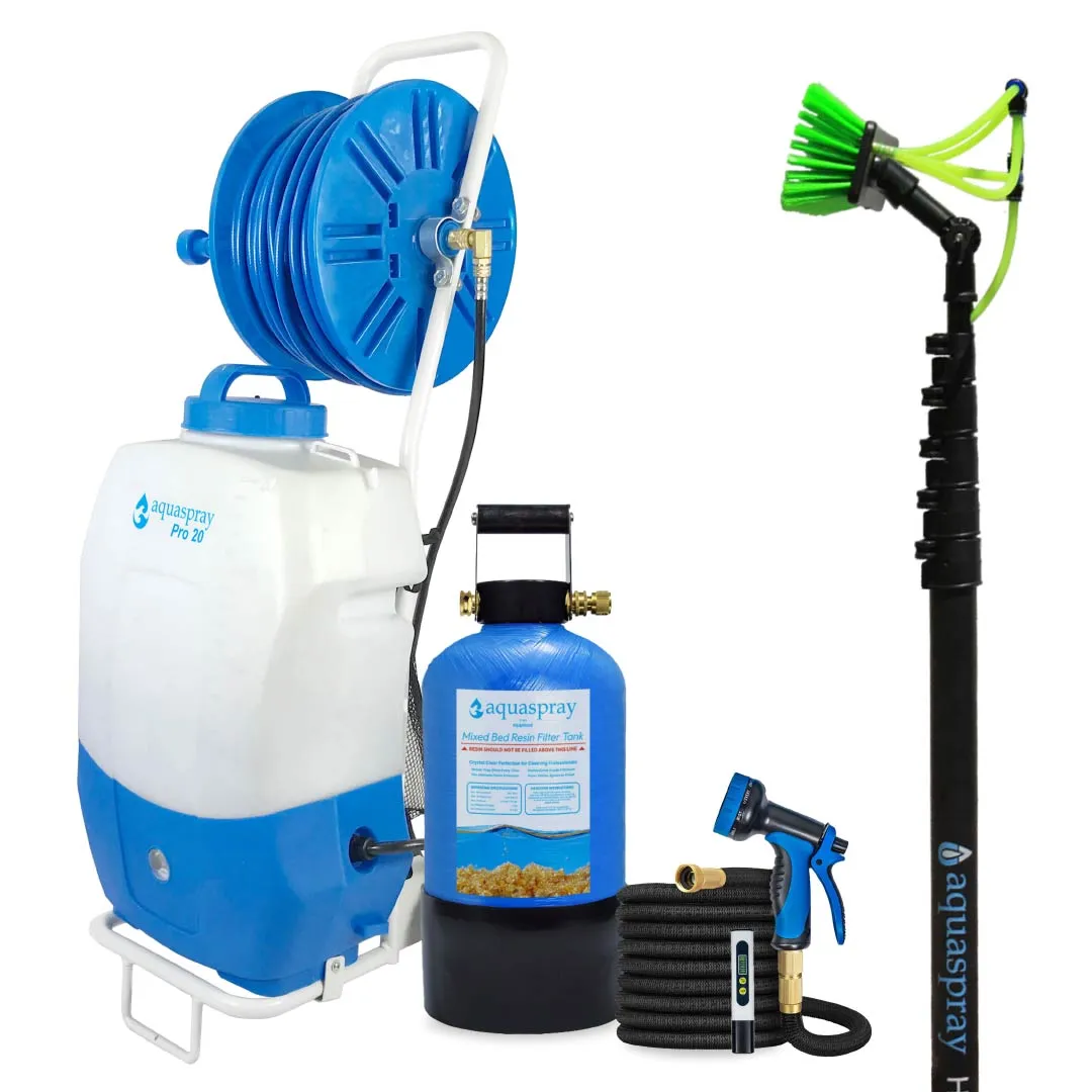 AquaSpray Rolling 5.2 Gallon Water Tank with DI Resin Tank and Waterfed Pole for Window and Solar Panel Cleaning - Default Title #MWS Options 414188040 - Image 4