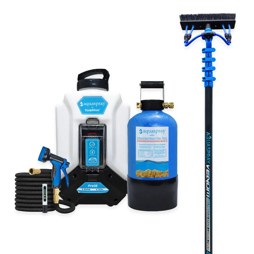 AquaSpray Pro16 4.2 Gallon Backpack Water Tank, 3 Gallon Resin Tank and Venom Water Fed Pole for Window and Solar Panel Cleaning - Image 3