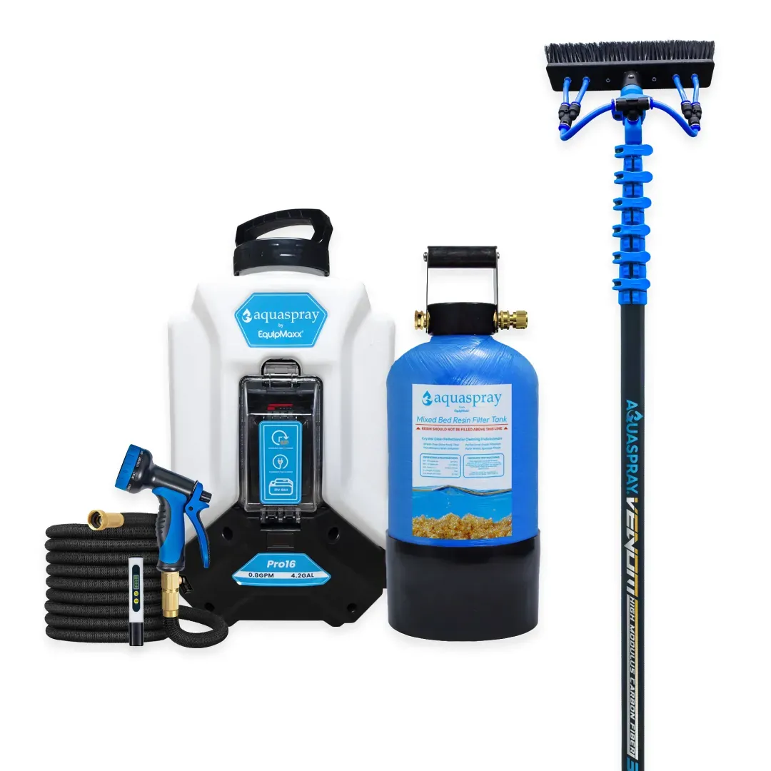 AquaSpray Pro16 4.2 Gallon Backpack Water Tank, 3 Gallon Resin Tank and Venom Water Fed Pole for Window and Solar Panel Cleaning - Image 4