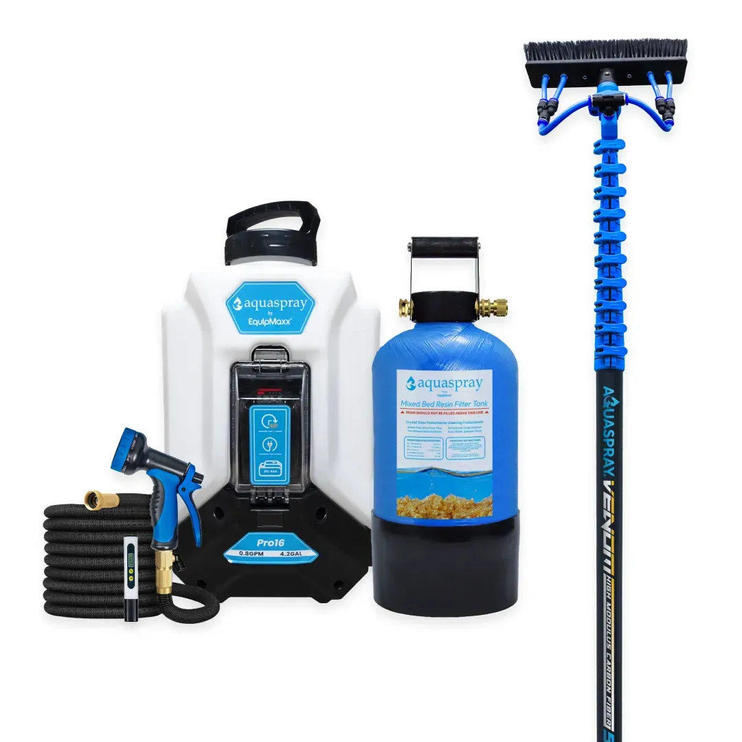 AquaSpray Pro16 4.2 Gallon Backpack Water Tank, 3 Gallon Resin Tank and Venom Water Fed Pole for Window and Solar Panel Cleaning - Image 5