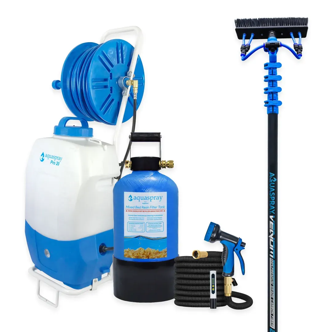 AquaSpray Pro20 5.2 Gallon Rolling Water Tank, 3 Gallon Resin Tank and Venom Water Fed Pole for Window and Solar Panel Cleaning - Image 2