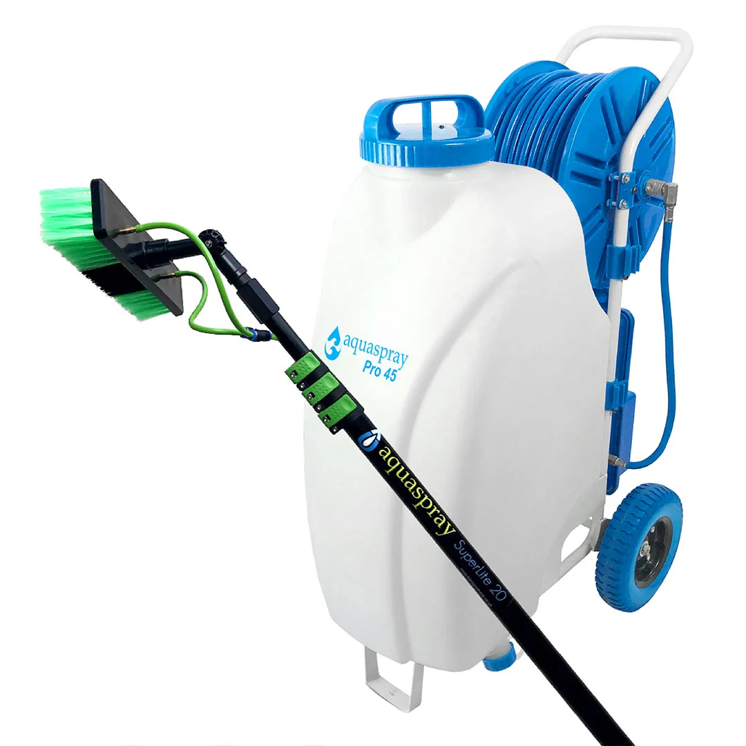 Window and Solar Panel Cleaning System: Rolling 12 Gallon Pro45 Water Tank with Water Fed Pole - Image 2