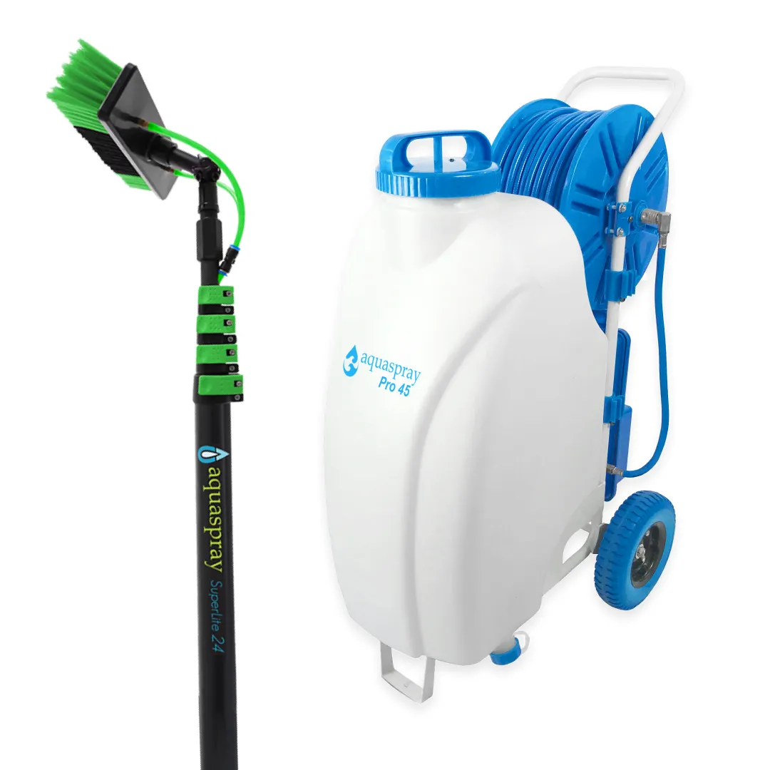 Window and Solar Panel Cleaning System: Rolling 12 Gallon Pro45 Water Tank with Water Fed Pole - Image 3