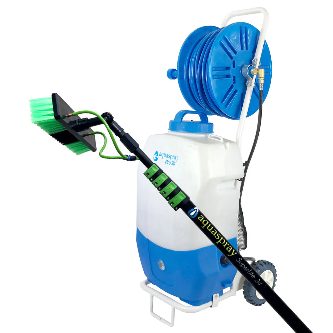 Window and Solar Panel Cleaning System: Rolling 5.2 Gallon Water Tank with Water Fed Pole - Image 2