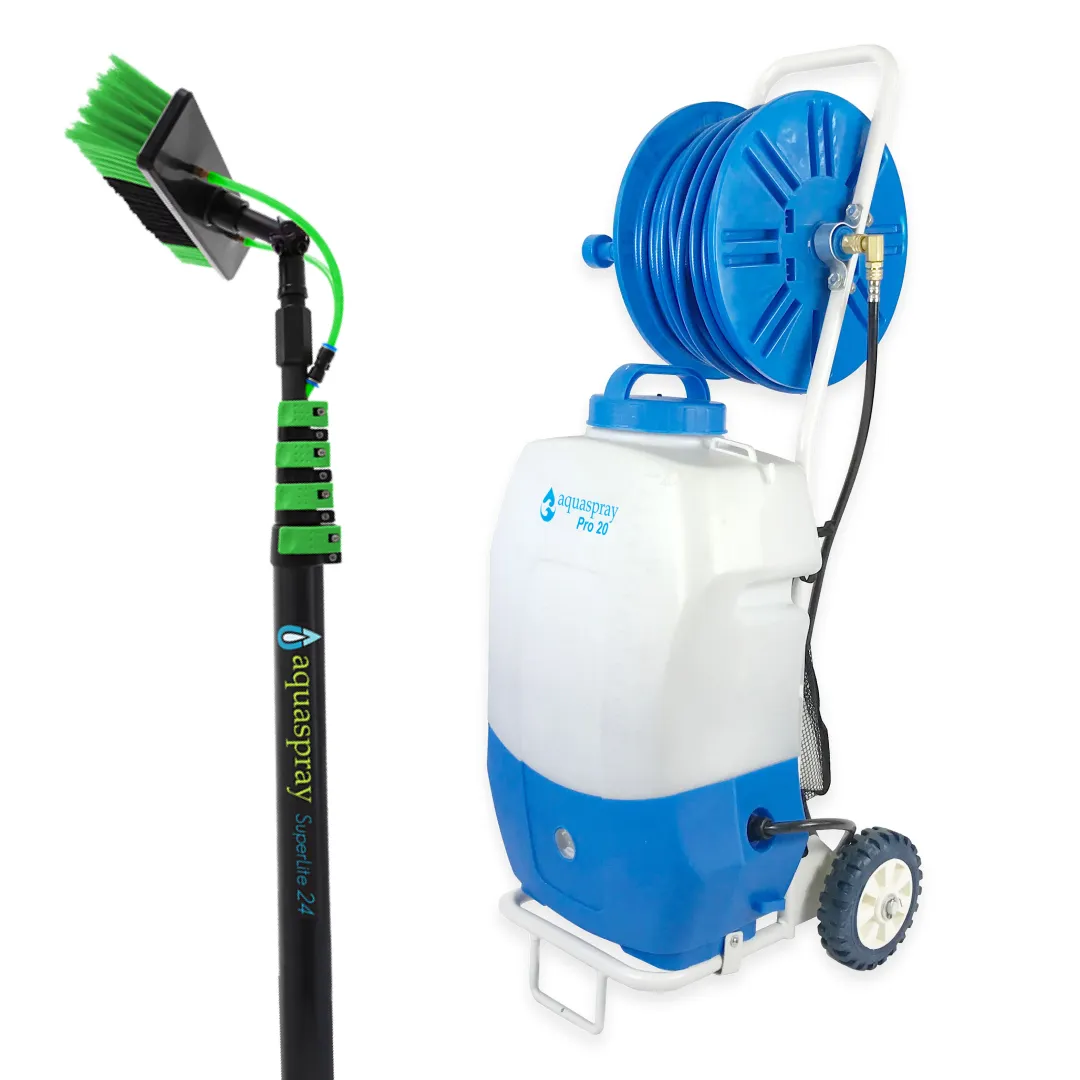 Window and Solar Panel Cleaning System: Rolling 5.2 Gallon Water Tank with Water Fed Pole - Image 3