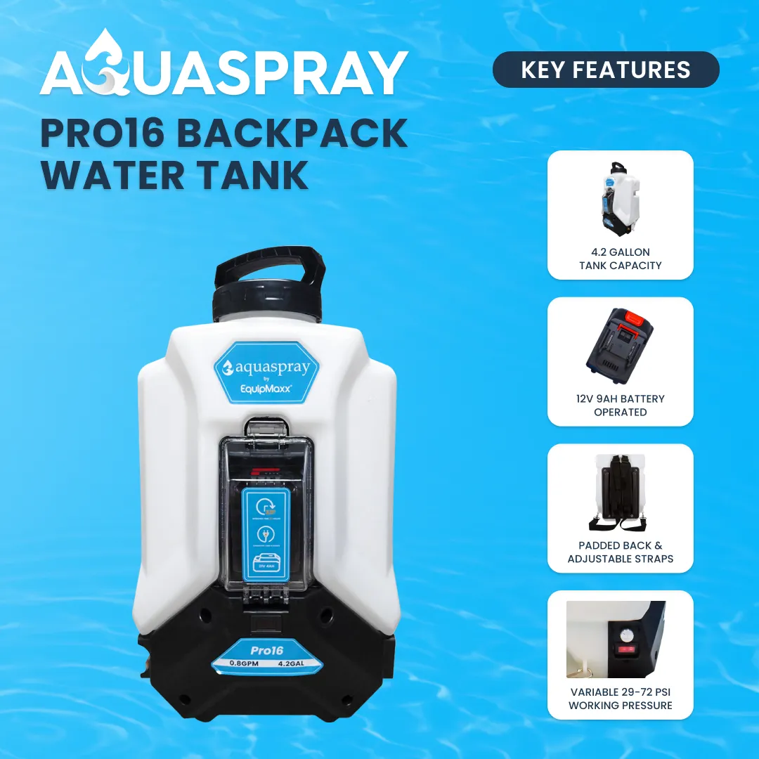 AquaSpray Pro 16 — 4.2 Gallon Battery-Powered Water Pumping Tank Build Your Own Kit: Add a Pure Water Resin Tank and Water Fed Pole - Image 5