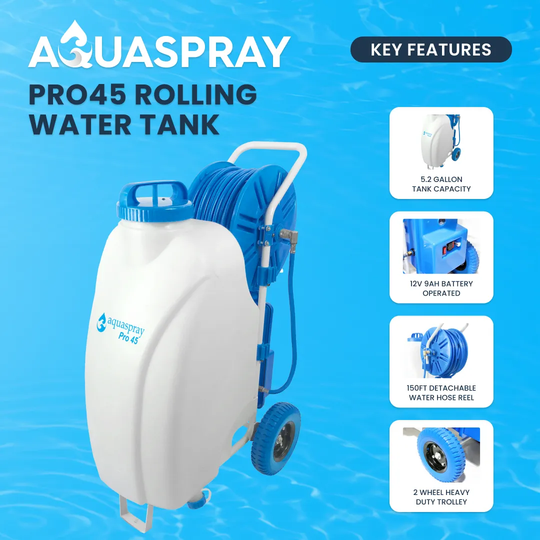 AquaSpray Pro 45 — 12 Gallon Battery-Powered Water Pumping Tank Build Your Own Kit: Add a Pure Water Resin Tank and Water Fed Pole - Image 4